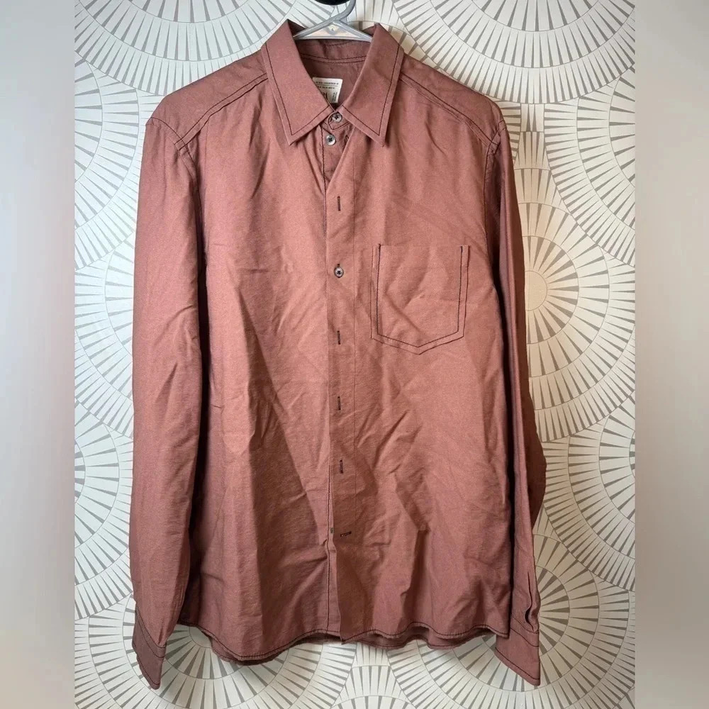Zara Men’s Long Sleeve Button Up‎ Shirt Medium Orange Shade